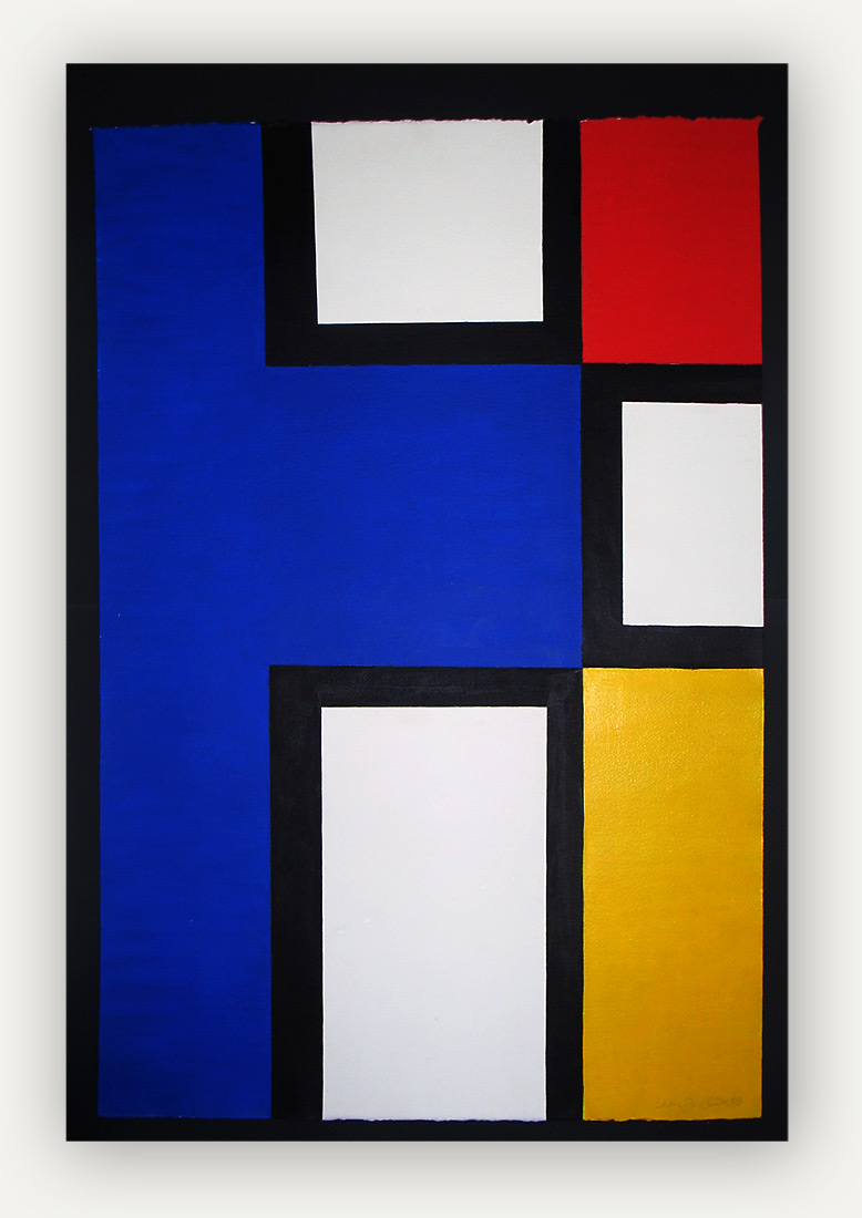 abstract geometric art by Leon Polk Smith with bold primary colors and rectangular shapes
